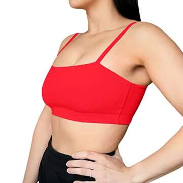 Aoxjox Women's Workout Bandeau Sports Bras Training Fitness Running Yoga Crop Tank Top (Racing Red, ...