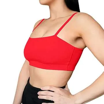 Aoxjox Women's Workout Bandeau Sports Bras Training Fitness Running Yoga Crop Tank Top (Racing Red, ...