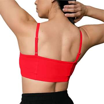 Aoxjox Women's Workout Bandeau Sports Bras Training Fitness Running Yoga Crop Tank Top (Racing Red, Medium)