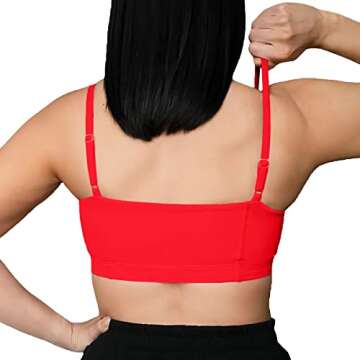 Aoxjox Women's Workout Bandeau Sports Bras Training Fitness Running Yoga Crop Tank Top (Racing Red, Medium)
