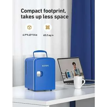 AstroAI Mini Fridge, 4 Liter/6 Can AC/DC Portable Thermoelectric Cooler Refrigerators for Skincare, Beverage, Food, Home, Office and Car, ETL Listed (Blue)
