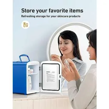 AstroAI Mini Fridge, 4 Liter/6 Can AC/DC Portable Thermoelectric Cooler Refrigerators for Skincare, Beverage, Food, Home, Office and Car, ETL Listed (Blue)