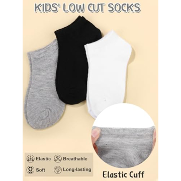 Cooraby 25 Pairs Kids' Low Cut Athletic Socks