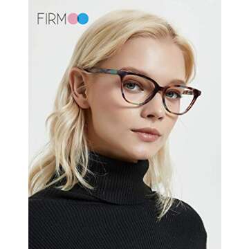 Firmoo Update Blue Light Blocking Reading Glasses 1.5, Photochromic Sunglasses Cat Eye Computer Readers Anti Eyestrain & Glare for Women/Men,Tortoise