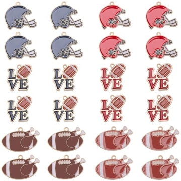 SUNNYCLUE 1 Box 24Pcs Rugby Charms - Sports Charms for DIY Jewelry
