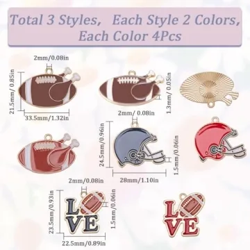 SUNNYCLUE 24Pcs Rugby Charms for DIY Jewelry Making