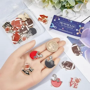 SUNNYCLUE 24Pcs Rugby Charms for DIY Jewelry Making