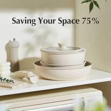 Redchef Ceramic Nonstick Pots and Pans Set - 5 Piece RV Cookware