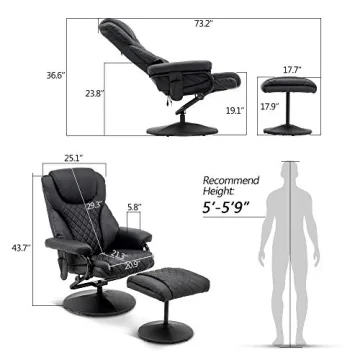 MCombo Recliner with Ottoman - Massage & Swivel Comfort