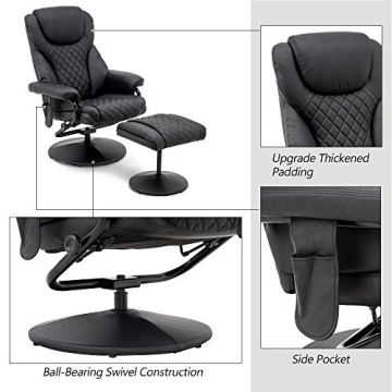 MCombo Recliner with Ottoman - Massage & Swivel Comfort