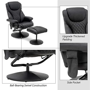 MCombo Recliner with Ottoman - Massage & Swivel Comfort