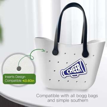 Yanvowes Cheer Charms for Bogg Bag, PVC Rubber Totes Inserts Charms Accessories for Handbag Beach Tote Bag (Cheer)