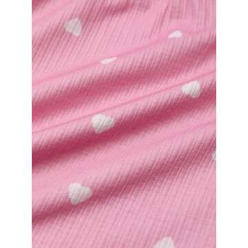 Hilinker Womens Heart 2 Piece Pajama Set Sexy Ribbed Crop Cami and Shorts Cute PJ Sets Pink White Heart Small