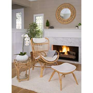 KOUBOO Rattan Loop Lounge Chair with Seat and Head Cushion, Natural Color, Large,