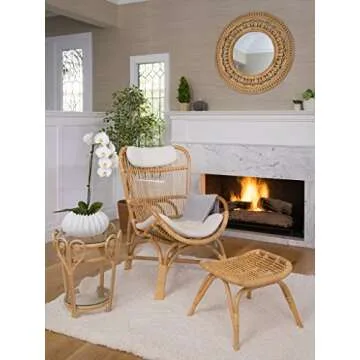 KOUBOO Rattan Loop Lounge Chair with Seat and Head Cushion, Natural Color, Large,