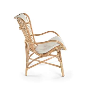 KOUBOO Rattan Loop Lounge Chair with Seat and Head Cushion, Natural Color, Large,