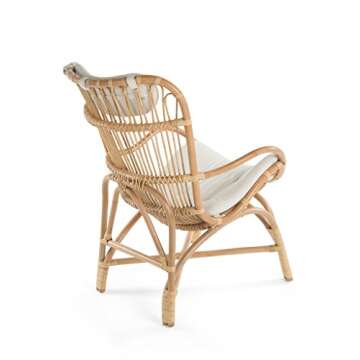 KOUBOO Rattan Loop Lounge Chair with Seat and Head Cushion, Natural Color, Large,