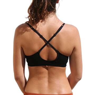 Blue 55 Women's Sexy Everyday Basic Deep V-Neck Padded Bralette (S/M, 2 Pack: Black & Beige)