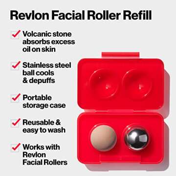 Revlon Oil Absorbing & Cooling Facial Roller Refill Pack with Volcanic & Stainless Steel Stones in S...