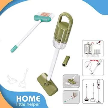 POFJOEQ Interactive Learning Kids Cleaning Set for Toddlers - Complete 20-Piece Pretend Play Set with Real Working Vacuum Cleaner, Colorful Broom, Spray Bottle and More