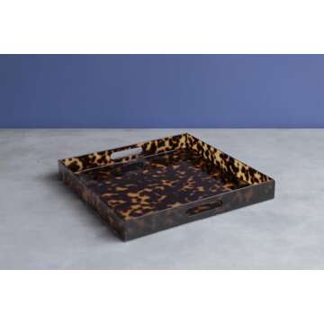 VIDA Acrylic Tortoise Large Square Tray with Handles
