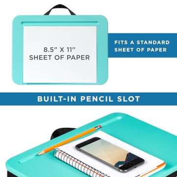 LAPGEAR Compact Lap Desk - Aqua Sky - Fits up to 15 Inch Laptops - Style No. 43109