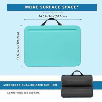 LAPGEAR Compact Lap Desk - Aqua Sky - Fits up to 15 Inch Laptops - Style No. 43109
