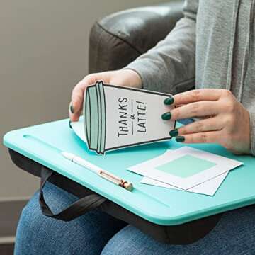 LAPGEAR Compact Lap Desk - Aqua Sky - Fits up to 15 Inch Laptops - Style No. 43109