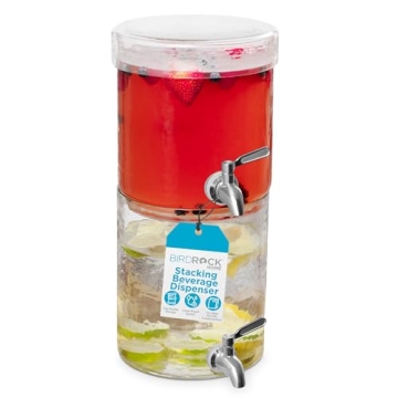 Elegant Birdrock Home Hammered Glass Beverage Dispenser with Spigot - Perfect for Parties and Entert...