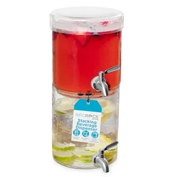 Elegant Birdrock Home Hammered Glass Beverage Dispenser with Spigot - Perfect for Parties and Entert...