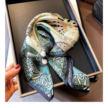 FEIBOON 100% Pure Mulberry Silk Scarfs 27"x27" Square Scarf Women Neckerchief Headscarf hair scarf b...