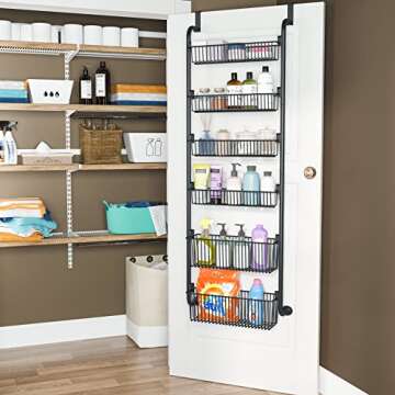 1Easylife Over the Door Pantry Organizer, 6-Tier Pantry Door Organization and Storage, Heavy-Duty Me...