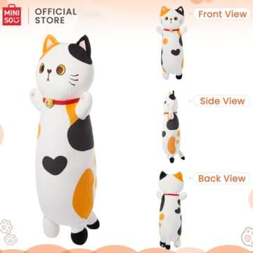 MINISO Long Cat Plush Pillow Cartoon Kitten Cuddle Toy