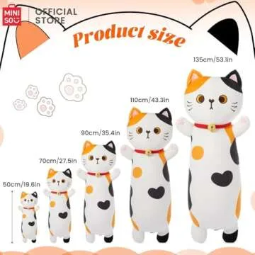 MINISO Long Cat Plush Pillow Cartoon Kitten Cuddle Toy