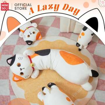 MINISO Long Cat Plush Pillow Cartoon Kitten Cuddle Toy