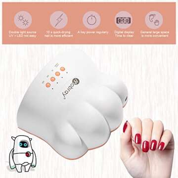 Mobray UV LED Nail Lamp, 48W Nail Dryer Cat Claw Shape Gel Polish Light Nail Light with 3 Timer Setting Nail Polish Curing Gel LED Dryer for Gel Nail Polish and Poly Nail Gel(White)