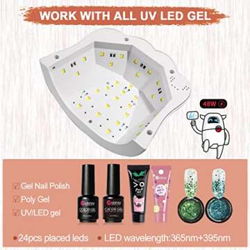 Mobray UV LED Nail Lamp, 48W Nail Dryer Cat Claw Shape Gel Polish Light Nail Light with 3 Timer Setting Nail Polish Curing Gel LED Dryer for Gel Nail Polish and Poly Nail Gel(White)