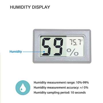4-Pack Mini Digital Temperature Humidity Meters Gauge Indoor Thermometer Hygrometer LCD Display Fahrenheit (℉) for Reptile Tank,Jars,Guitar Case,Greenhouse, Garden, Cellar, Fridge, Closet