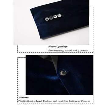 THWEI Men's Velvet Blazer Slim-Fit Sport Coat in Blue