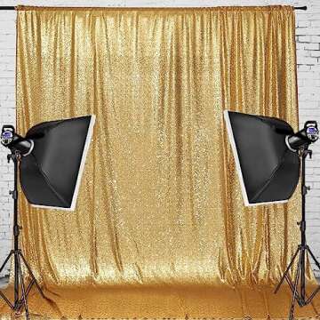Juya Delight Gold Sequin Backdrop Curtain, Non-Transparent Glitter Photo Booth Backdrops Curtain for Birthday Party Wedding Decoration (Gold) 6FT X 6FT