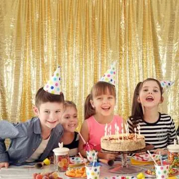 Juya Delight Gold Sequin Backdrop Curtain, Non-Transparent Glitter Photo Booth Backdrops Curtain for Birthday Party Wedding Decoration (Gold) 6FT X 6FT