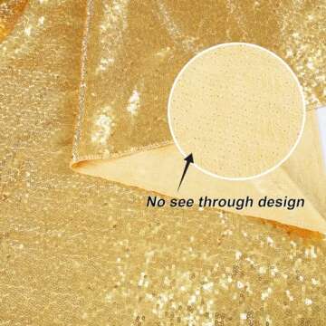Juya Delight Gold Sequin Backdrop Curtain, Non-Transparent Glitter Photo Booth Backdrops Curtain for Birthday Party Wedding Decoration (Gold) 6FT X 6FT