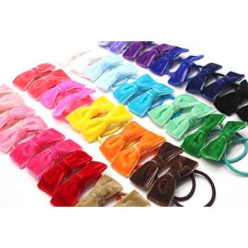 40Pcs Baby Hair Ties Tiny 2 Inches Velvet Hair Bows Rubber Band Elastics Ties for Baby Girls Toddlers and Kids ponytails