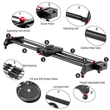 GVM Motorized Camera Slider, 48"/120CM Carbon Fiber Camera Slider with Time-Lapse Photography, Autom...