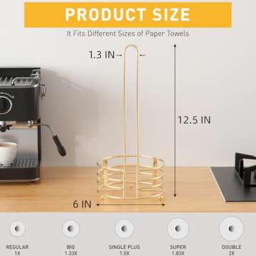 Buruis Paper Towel Holder Countertop, 13 X 6 Inch Standing Paper Towel Roll Holder for Kitchen Bathr...