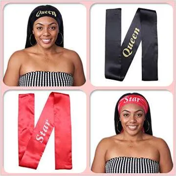 YMHPRIDE Edge Laying Scarf Wig Grip Headbands and Edge Brush Set for Lace Frontal Wigs Non Slip Hair Wrap Silk Stain Letter Headbands for Makeup,Facial,Sport,Yoga(2 Pieces)