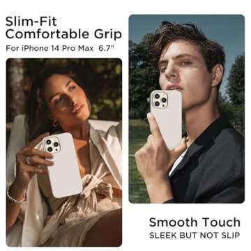 COFFKER Designed for iPhone 14 Pro Max Case, Liquid Silicone Case [2X Screen Protectors], Shockproof...