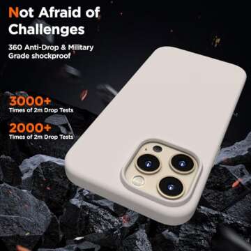 COFFKER Designed for iPhone 14 Pro Max Case, Liquid Silicone Case [2X Screen Protectors], Shockproof Slim Thin Protective Phone Case with Soft Anti-Scratch Microfiber Lining, 6.7 inch, Stone