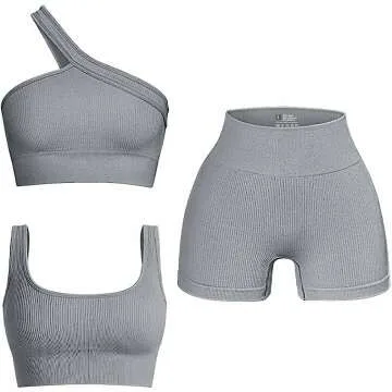 OQQ Women's 3 Piece Seamless Workout Set