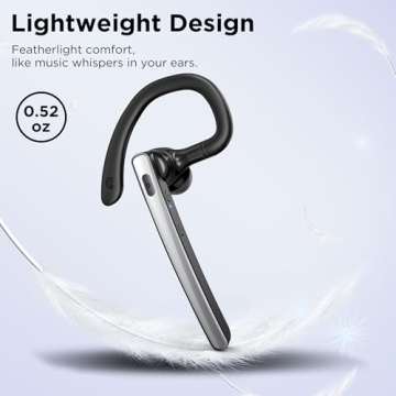 TERUNSOUl Bluetooth Headset V5.3, Wireless Bluetooth Earpiece with 600mAh Charging Case, 110H Playtime, Hands Free Headset for Cell Phone and Computer with Built-in Microphone for Work Trucker Office